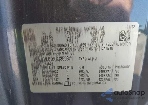 2012 Chevrolet Traverse Ltz из США, поврежденный, VIN 1GNKVLEDXCJ359871